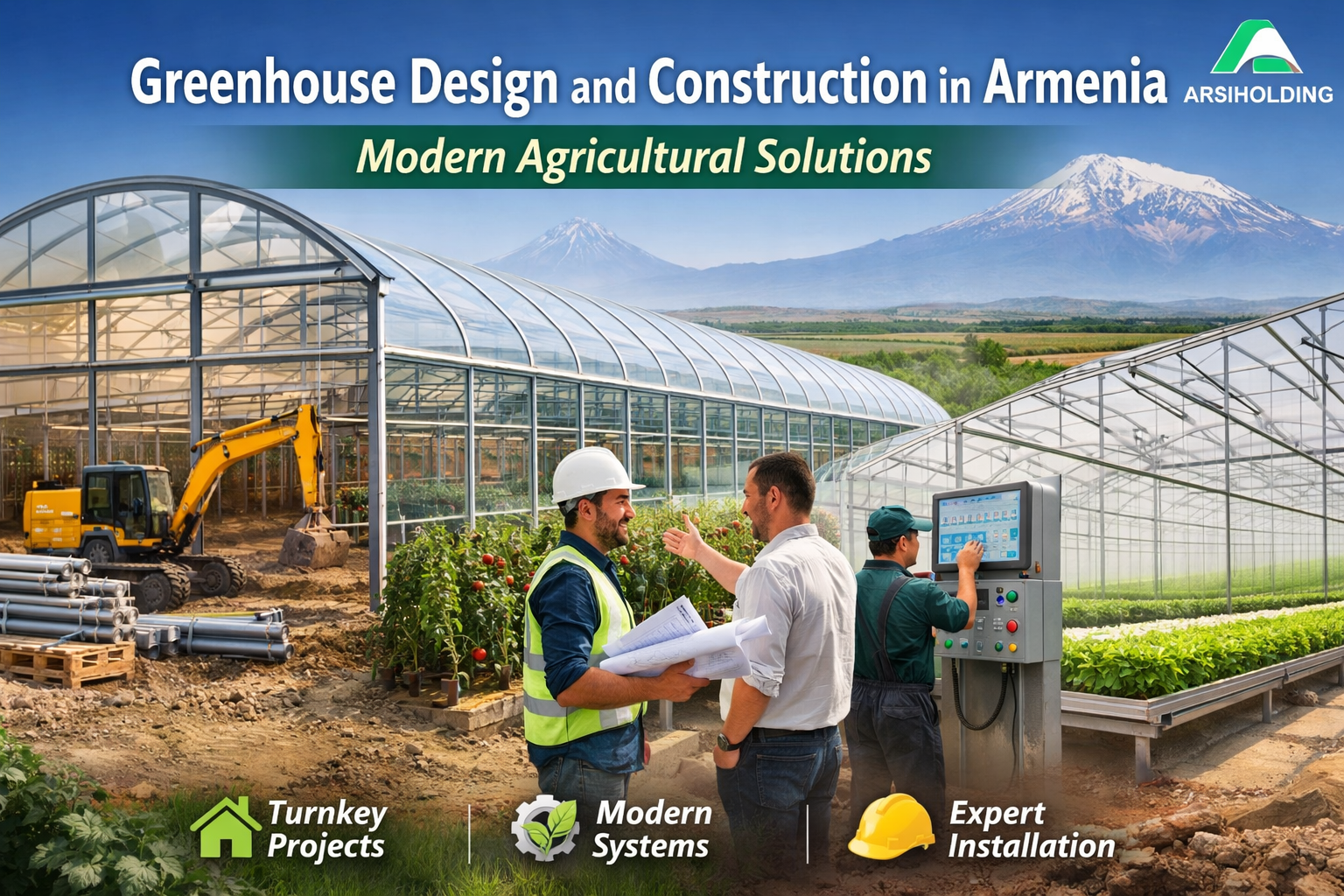 Greenhouse design and construction in Armenia with modern greenhouse systems and turnkey installation
